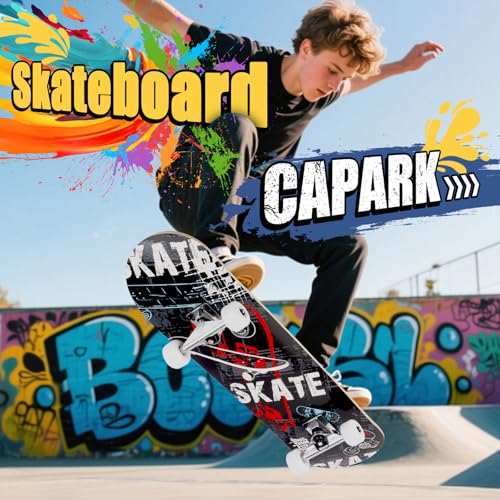 Image of Skateboards for Beginners Adults Youths Teens Kids Girls Boys 31 Inch Pro Complete Skate Boards 7 Layer Canadian Maple Double Kick Concave Longboards