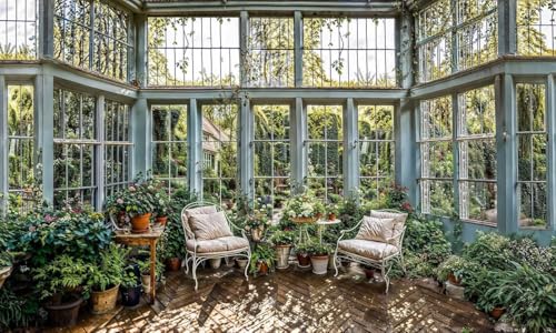 English Country Orangerie Retreat HD Garden Mural Tapestries Outdoor Curtain