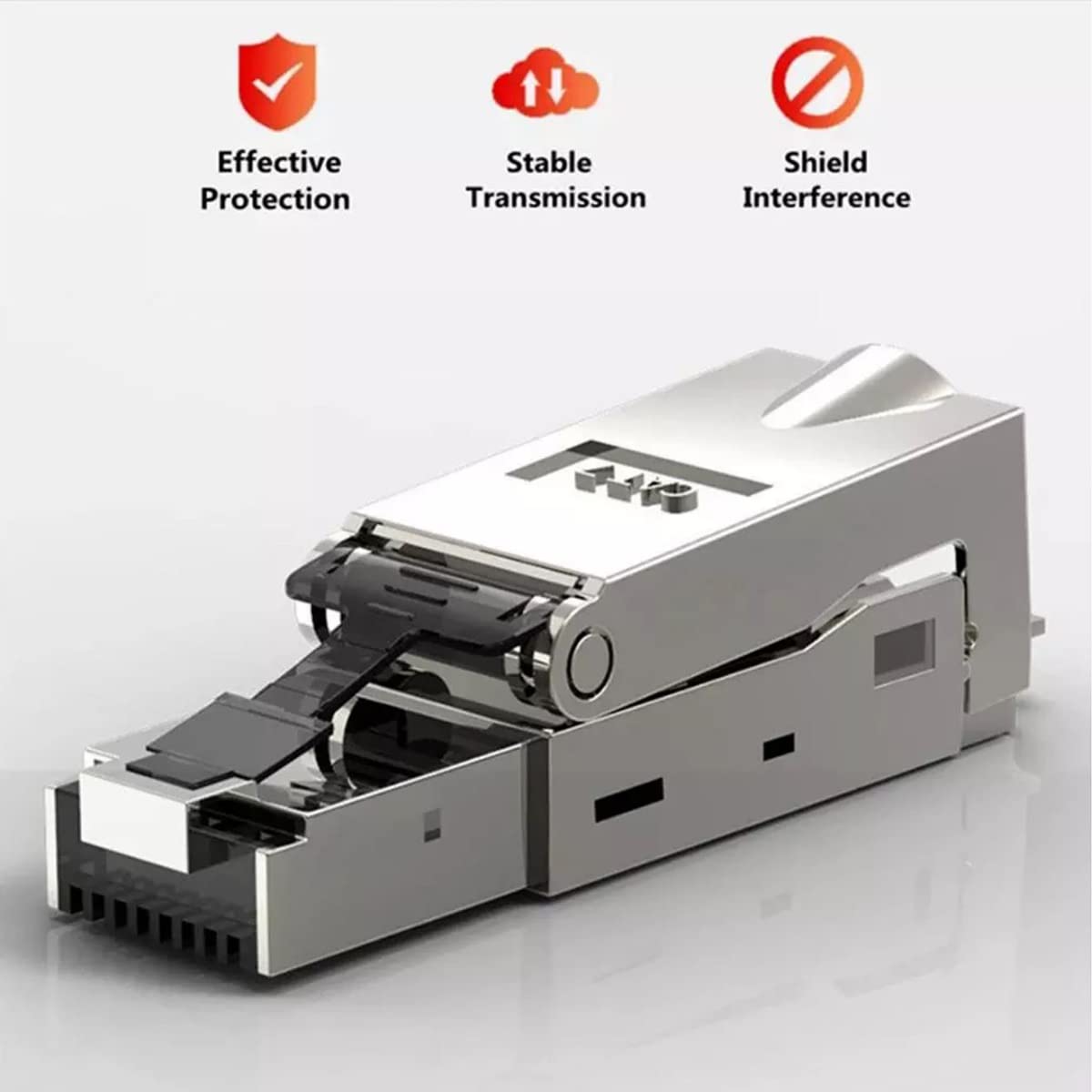NAUC Netzwerkstecker Cat 7 CAT7 werkzeuglos RJ45 LAN Kabel Stecker ohne Werkzeug werkzeugfrei kompatibel mit CAT6 CAT6a CAT5 Verlegekabel Patchkabel Netzwerkkabel 10 Stück