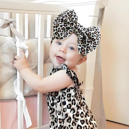 YanJie Bows for Baby Girl Leopard Print Headbands for Girls 7’’ Brown Bow Toddler Hair Accessories Newborn Infant Baby Headband3