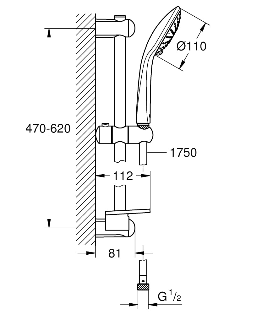 Grohe Euphoria 110 Duo - Conjunto de ducha (600 mm) con dos tipos de chorro (Ref. 27230001)