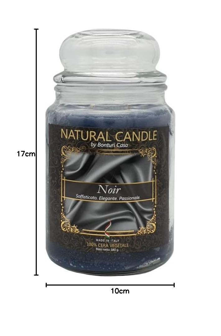 NATURE Kerze Duftkerze 100% pflanzliches Wachs - Giara 580g Noir