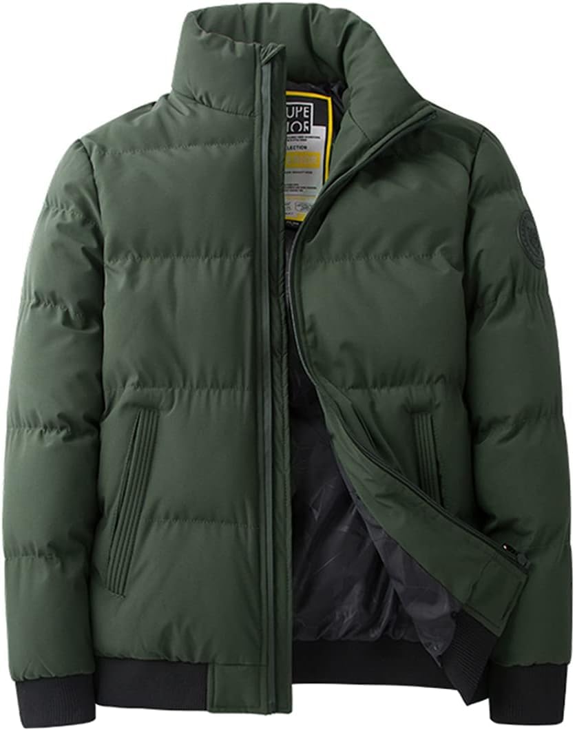 Parka d'hiver pour hommes en coton épais et chaud grand format XXL vert armée