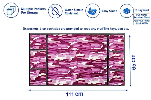 Image of The Furnishing Tree Fridge Top Cover Compatible for Samsung RR20C1723U8 /HL, 183 LTR WxL 65x111 in CM Camouflage Pattern Purple