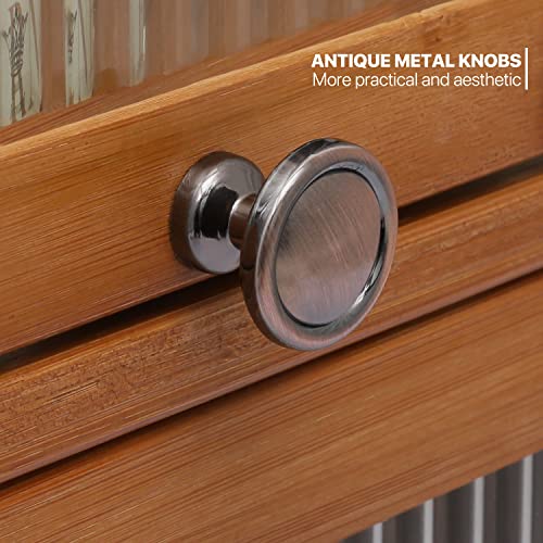 Monibloom Sideboards And Buffets With Storage, 53" Kitchen Buffet Storage Cabinet With Acrylic Glass Doors And Drawer, Bamboo Cupboard Coffee Console Table For Living Room Dining Room Kitchen, Brown #TOP4