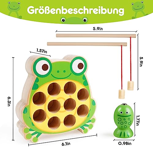Skrtuan Montessori Holzspielzeug,Spielzeug ab 2 3 4 Jahre Magnet-Angelspielzeug Lernen Feinmotorik, Lernspiele Motorikspielzeug Holz Angelspiel für Kinder