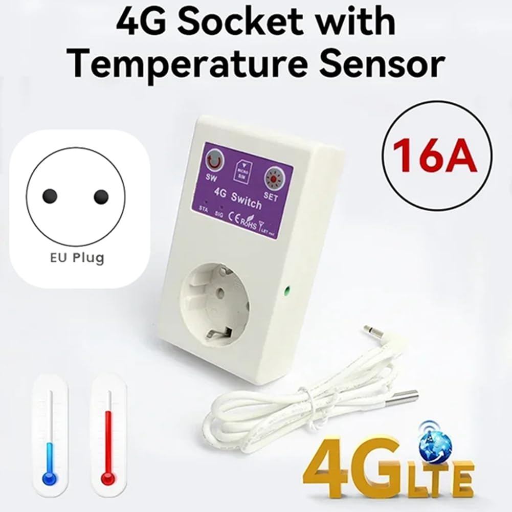Prise Intelligente 4G UE GSM SMS Télécommande Capteur de Température Interrupteur 16 A Prise Appareil Électroménager Relais Contrôleur A Prise UE