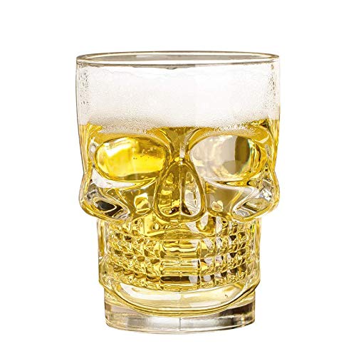 VILON Italian Premium Glass Beer Mugs with Handle | Crystal Clear Glass Beer Mug | 520ml (1, Skull Beer Mug 520ML) 3