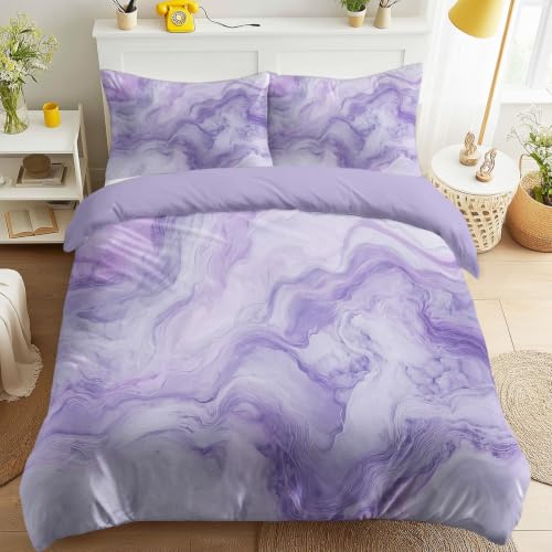 Housse de Couette 140x190 Fermeture Éclair Lit Simple Lilas - 2