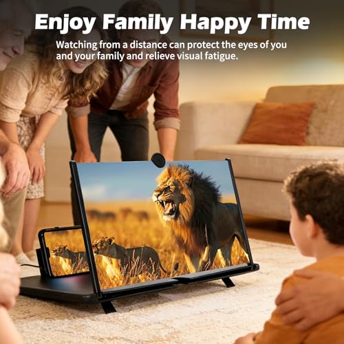 Lupa de pantalla para móvil de 20 pulgadas y soporte plegable negro 5