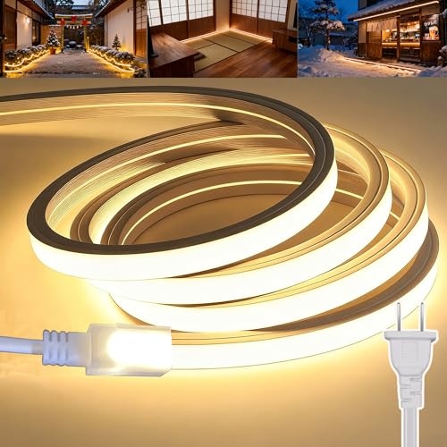 LED テープライト 1m 防水 高輝度 100V ストリップライト リニア発光 シリコン チューブ 曲がりやすい 切断可能 取付け簡単 目に優しい 100V 間接照明 DIY 飾り折り曲げ自在 切断可能 長持ち LEDチューブ 間接照明 室内 屋外 駐車場 店舗 DIY 装飾用 (昼白色 1メートル)