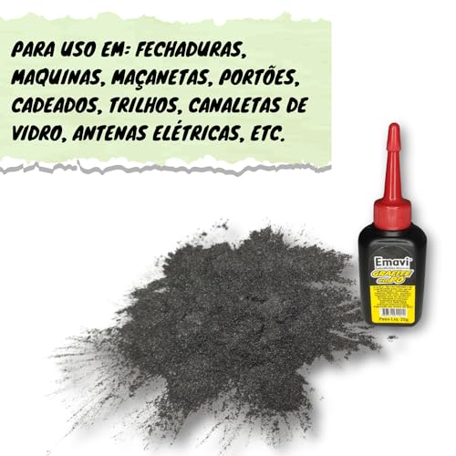 Kit 2 Grafite Em Pó Mineral 25g Lubrifica Fechadura Maquina Maçaneta Porta Portão Cadeado Trilho Can