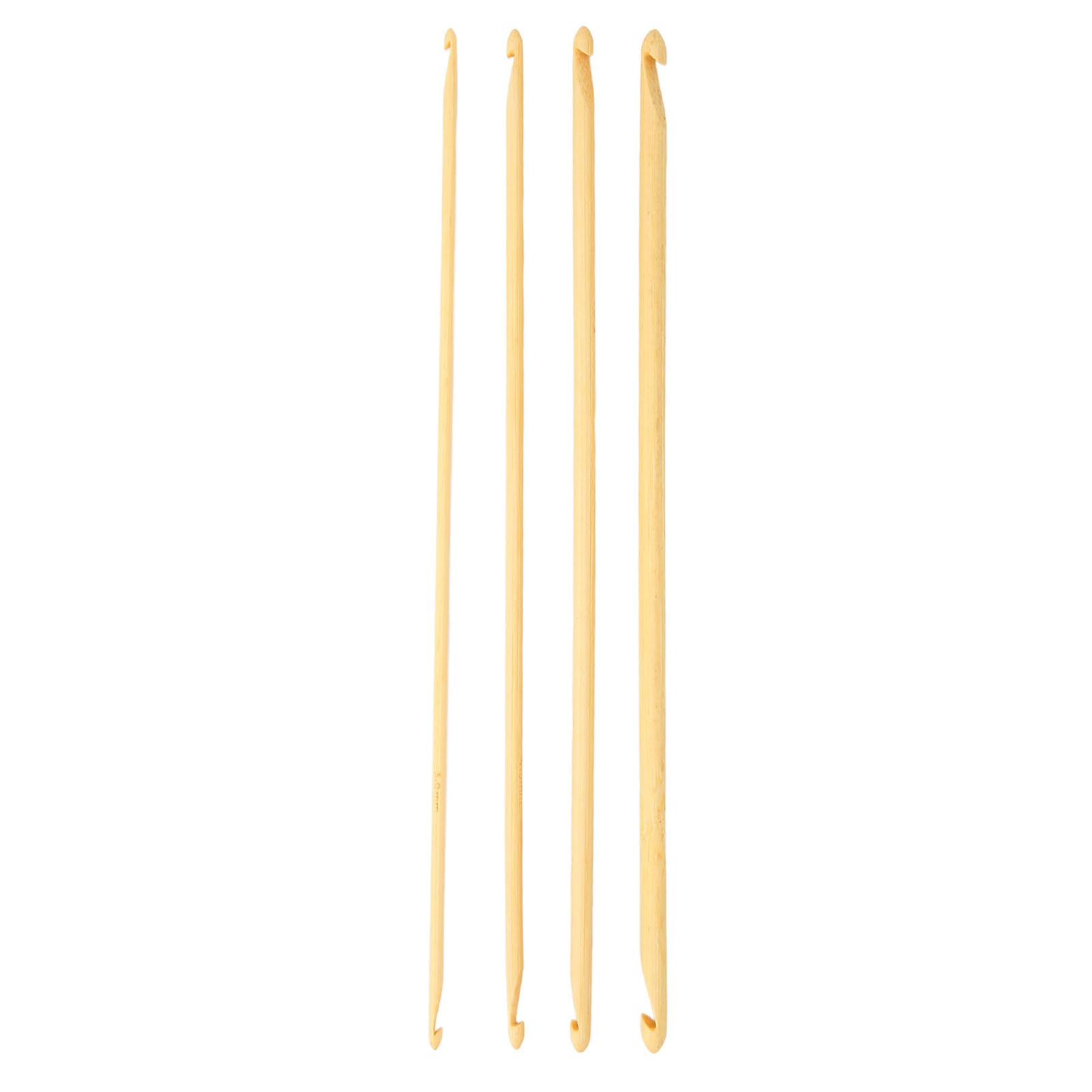 Tunisian Crochet Hooks Set, 4Pcs 9.4in Long Bamboo Double Ended Hooks Assorted Sizes for Knitting Hats Sweaters Shoes