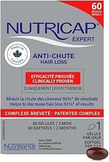 Nutricap Hair Loss 60 - Made In Canada - Biotin, Zinc, Vitamin E - Promotes Hair Growth - 2 Months Treatment