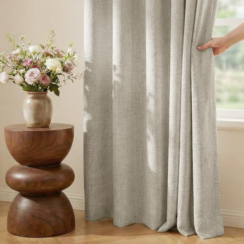 Image of NICETOWN 100% Blackout Sliding Door Curtain, Beige, W100xL84, 1 Panel