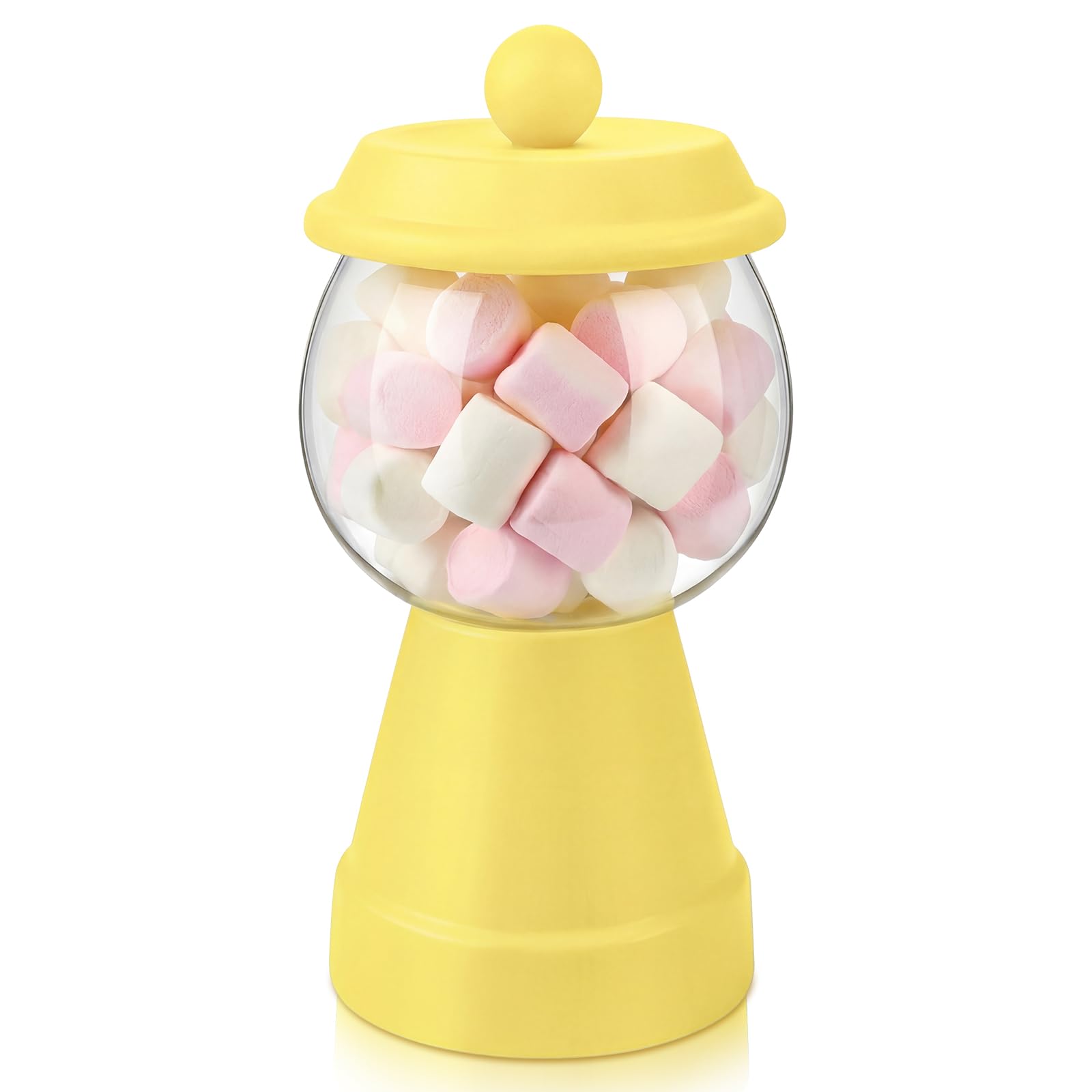 Thyle 27 oz Plastic Candy Jar with Lid Ceramic Candy Jar Food Storage Container for Easter Wedding Party Centerpieces DIY Gifts Game Table Ornament Holder Treats(Baby Yellow)