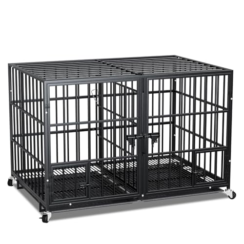 EZ4ENCE Heavy Duty Metal Dog Crate for Large Dogs