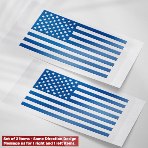 Image of American Flag Vinyl Decal USA Tactical Military Patriotic Subdued (Azure Blue) (Set of 2) Premium Waterproof Vinyl Decal Stickers for Car Truck RV Helmet Bumper Window Laptop Rearview Mirror