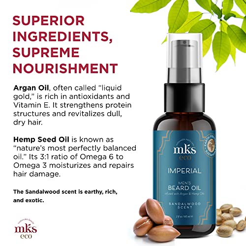 MKS eco for Men Imperial Beard Oil, Sandalwood Scent - 2 fl oz - Calms & Controls Facial Hair, Adds Shine, Moisturizes Skin - With Hemp Seed Oil & Argan Oil - Vegan, Cruelty Free - Image 5