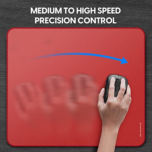 Image of Pulsar - Paracontrol XL (Expanded Size) Esports Level Premium Gaming Mouse Pad v2 - Medium to High Speed Pad Stitched Edge Durable Hybrid Top Surface 16.5 x 19.3 (XL, Red)
