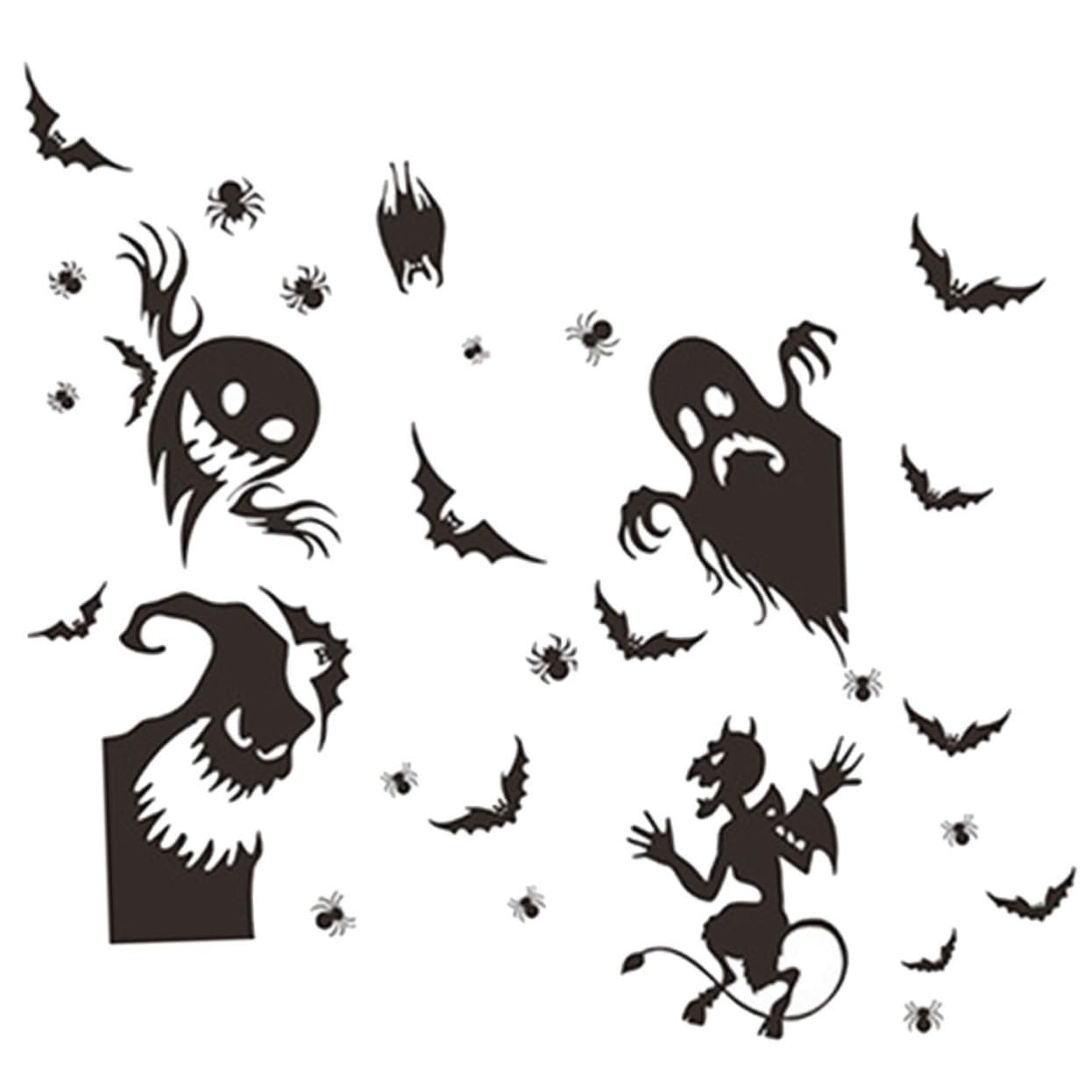 Decoration fond d'ecran PVC halloween avec 4 ensembles de stickers muraux impermeables