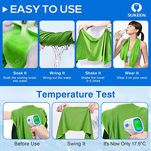 Image of Sukeen 4 Pack Cooling Towels (40 inchx12 inch), Cooling Neck Wraps, Ice Towel, Soft Breathable Chilly Towel,Microfiber Towel for Yoga,Sport,Running,Gym,Workout,Camping,Fitness,Workout & More Activities
