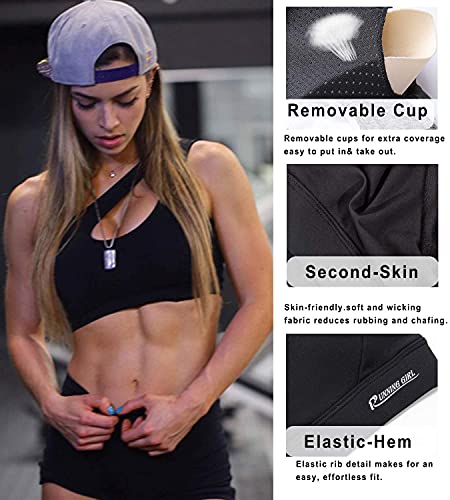 RUNNING GIRL Sports Bras for Women, Padded Backless One Shoulder Sports Bra Pack Medium Support - Image 3
