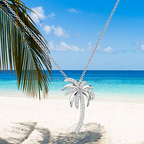 Lqri Tropical Beach Jewelry Cz Palm Tree Pendant Necklace Hawaii Bridal Beach Wedding Jewelry Bridesmaid Gifts (Necklace) #TOP5