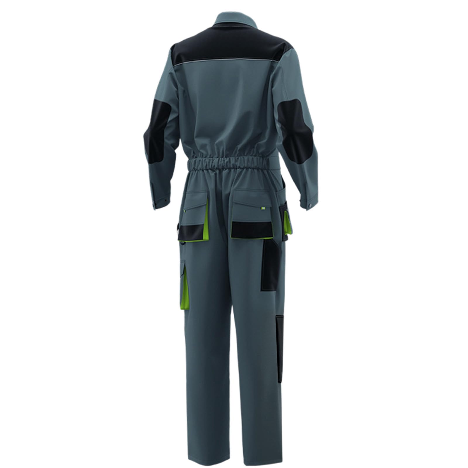 Tuta da lavoro da uomo, oversize, con chiusura lampo, in cotone, a maniche lunghe, patchwork, traspirante, ripstop, abbigliamento da lavoro estivo
