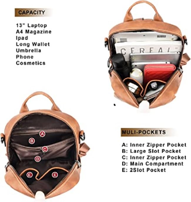 Craftwood Backpack For Women/Multipurpose Backpack/Handbag For Women with Crossbody Handle Backpack/Backpack For Office College Daly Use (Brown) 4