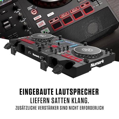 Numark Mixstream Pro+ DJ-Controller mit Stem-Trennung, 2 Decks, WLAN-Streaming, Mixer, 7 Zoll Touchscreen, Lautsprechern, kompatibel mit Serato und Virtual DJ