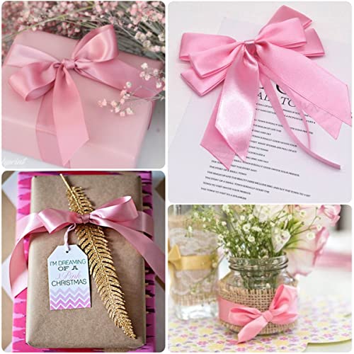 Pink Ribbon for Crafting 25mm x 23 Meters Present Satin Ribbon for Gift Wrapping Cake Decoration, Bows Making - Image 4