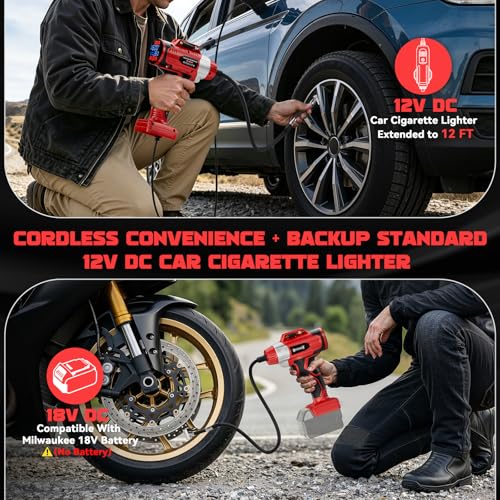 Image of 2X Faster 160PSI Tire Inflator Compatible with Milwaukee 18V Battery