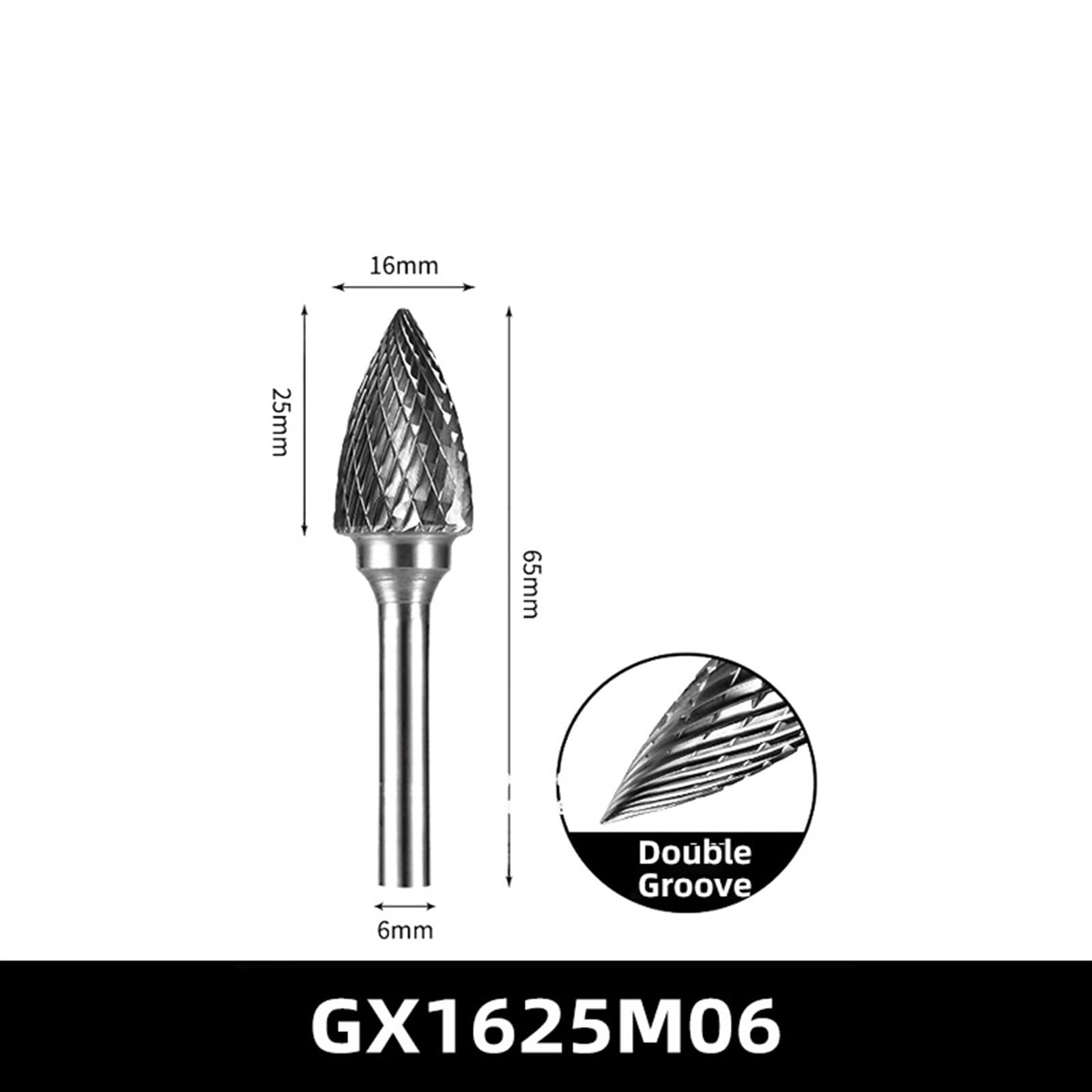 Trzpień 6 mm typ G GX1020M06 pilniki obrotowe z węglika wolframu bity grawerowanie narzędzie obrotowe rdzeń wapienny (GX1625M06 1 szt.)