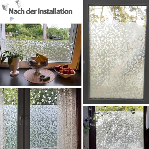 Fensterfolie Zindoo Blickdicht Sichtschutzfolie ohne Kleber 44,5 x 200 cm