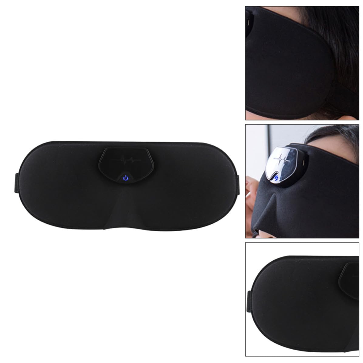 Hemobllo Appareil de Sommeil Électrique sans Fil Noir Stimulation par Impulsions pour Inhiber Fatigue et Inconfort, Masseur de Tête Portable Bandeau en Dacron pour Relaxation