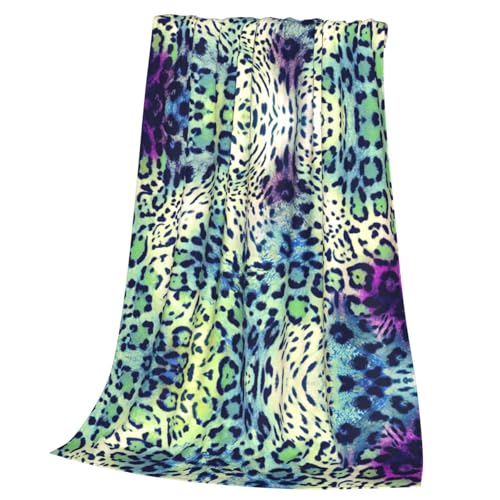 Couverture polaire léopard vert ultra douce pour lit et canapé