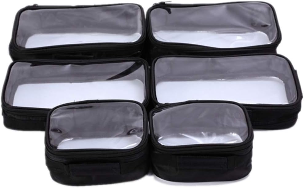 Oxford Cloth Profession Makeup Trolley Case Waterproof And Wear Resistant Beauty Kit Jewelry Storage Box 6x Transparent Cosmetic Bag (black) 38x23x48cm