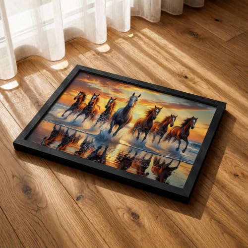Image of Suneree 7 Horse Vastu Wall Painting (Landscape Collection) (Natural, Design 19, 33L x 25W cm)