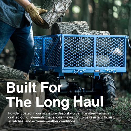Landworks AGM Electric Utility Cart - 500W Lead-Acid Battery-Powered Power Wagon, 500 lbs Load Capacity & 1000 lbs Towing, Heavy-Duty Motorized for Garage, Warehouse, and Outdoor Use