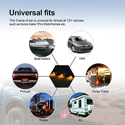 Image of Partsam Amber 12V LED Tow Truck Light Bars, LED Identification Bar Lights Marker Lights, 14.17 inch Amber ID Bar Marker Lights, Truck Trailer Identification Light Bar for Trailers Over 80 inch Wide