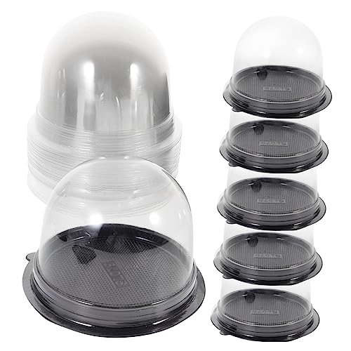 MUCKLILY 50 Sets Clear Cake Box with Lid Small Round Cake Carrier for Birthday and Party Transparent for Easy Viewing for Bakeries and Outdoor Events