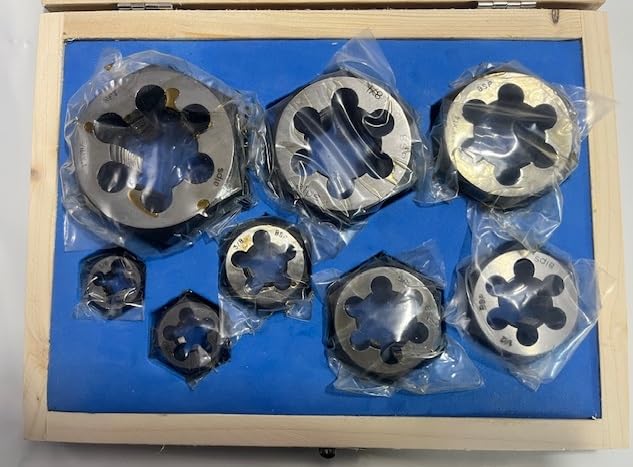 BSP Hex Die Nut Set 8 Pcs Cartbon Steel 1/8" 1/4" 3/8" 1/2" 5/8" 3/4" 7/8" 1"