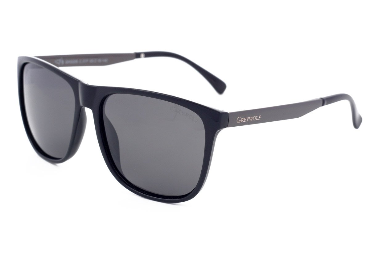 Grey Wolf Cool Classic Style Men Women Polarised Sunglasses for Driving Fishing Sport Light Grey Lenses Black Plastic Frame Anti Glare Lenses