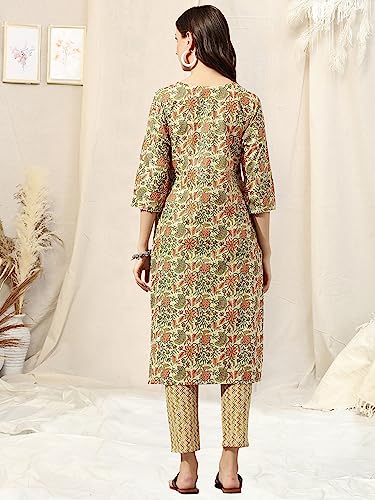 Image of MIRCHI FASHION Women's Straight Fit Fancy Rayon Jaipuri Foil Printed Kurta Set with Plazzo Pant