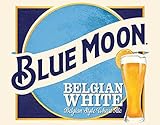 Desperate Enterprises Blue Moon Belgian Wheat Tin Sign - Nostalgic Vintage Metal Wall Decor - Made in USA