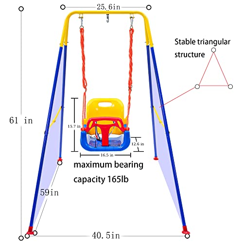 3-in-1 Swing Set Baby Jumper and Bouncers for Toddler, Baby Swing is Suitable for Indoor and Outdoor Play, with a Foldable Metal Stand for Easy Storage, and Comes with Instructions for Easy Assembly.