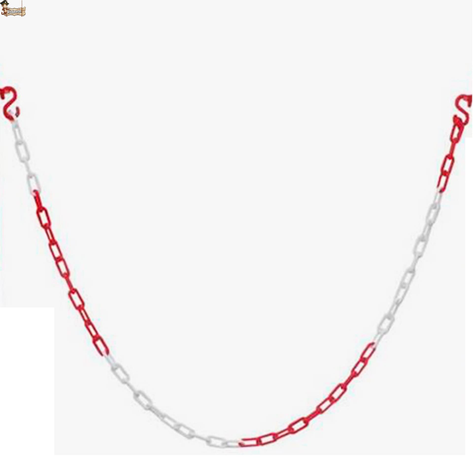 BricoLoco.com Poste señalización y balizamiento para cadena. FLUORESCENTE. Pack 8 uds. ¡¡¡ CADENA PLÁSTICO INCLUIDA !!!. Baliza poste separador de filas para eventos. Rojo y blanco de 87 cms. (8)
