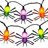 Xingzd 8.5Ft Halloween Spider String Lights Outdoor, Spider Hanging Light with 10 LED Spiders, Halloween Theme Fairy Lights for House Decoration Yard Patio Window Porch Indoor Party Decor