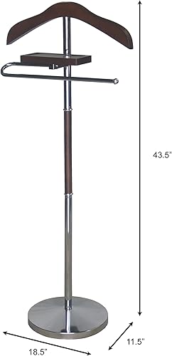 Miniatura 5 de Proman Products VL17017 Percha, bandeja y barra para pantalones, valet marrón, nogal claro